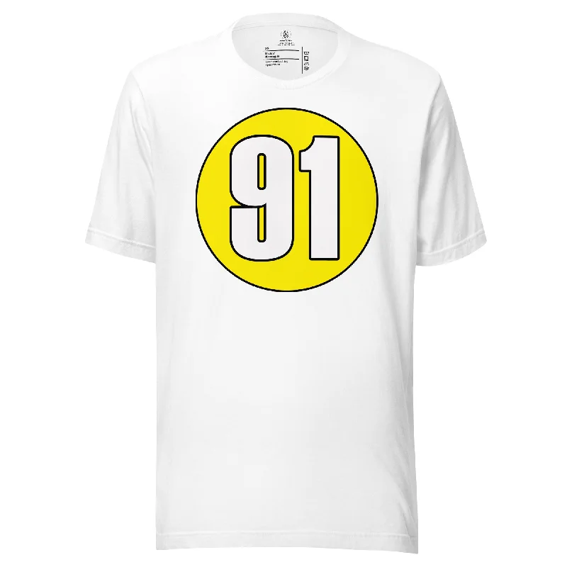 Unisex t-shirt: White on Yellow 91 Polka Dot Checkered Tartan