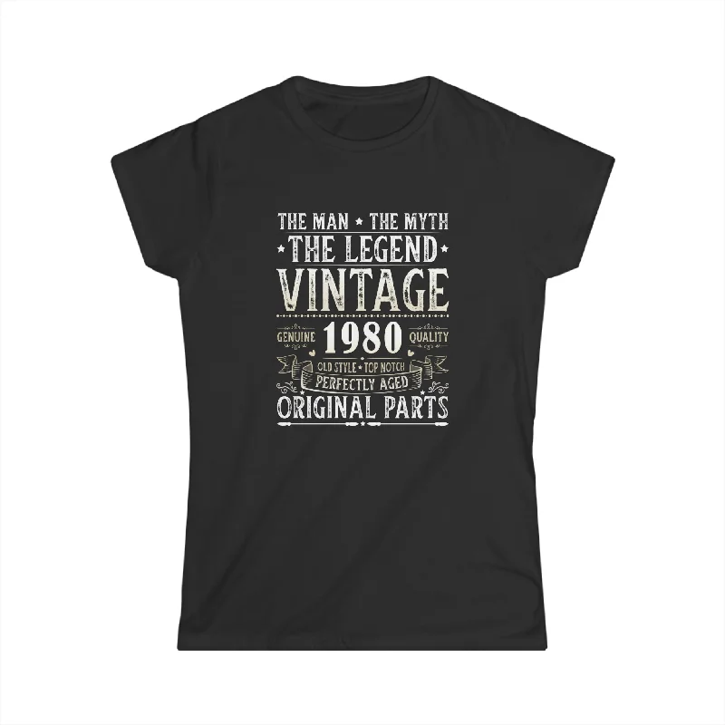 Vintage 1980 TShirt Women Limited Edition BDay 1980 Birthday Womens T Shirt Collared T-Shirt Boat Neck A-Line