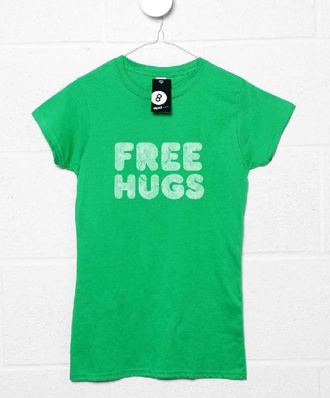 Vintage Free Hugs T-Shirt for Women Embroidered Appliqued Beaded