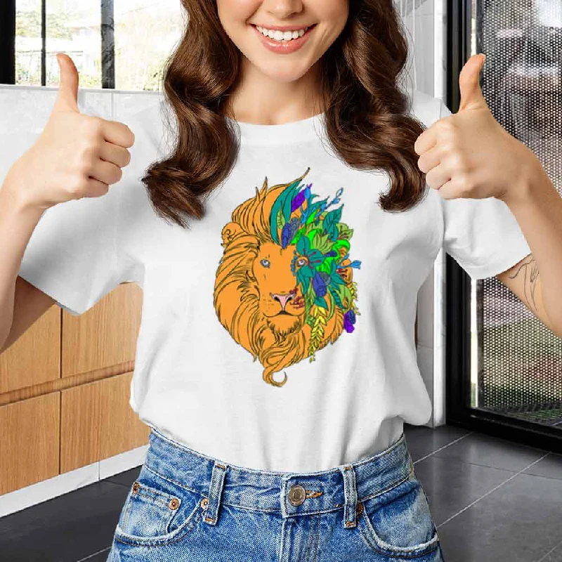 Lion face tshirts for women's fashion - Lioness-love.com Spandex Blend Rayon Blend Denim Blend