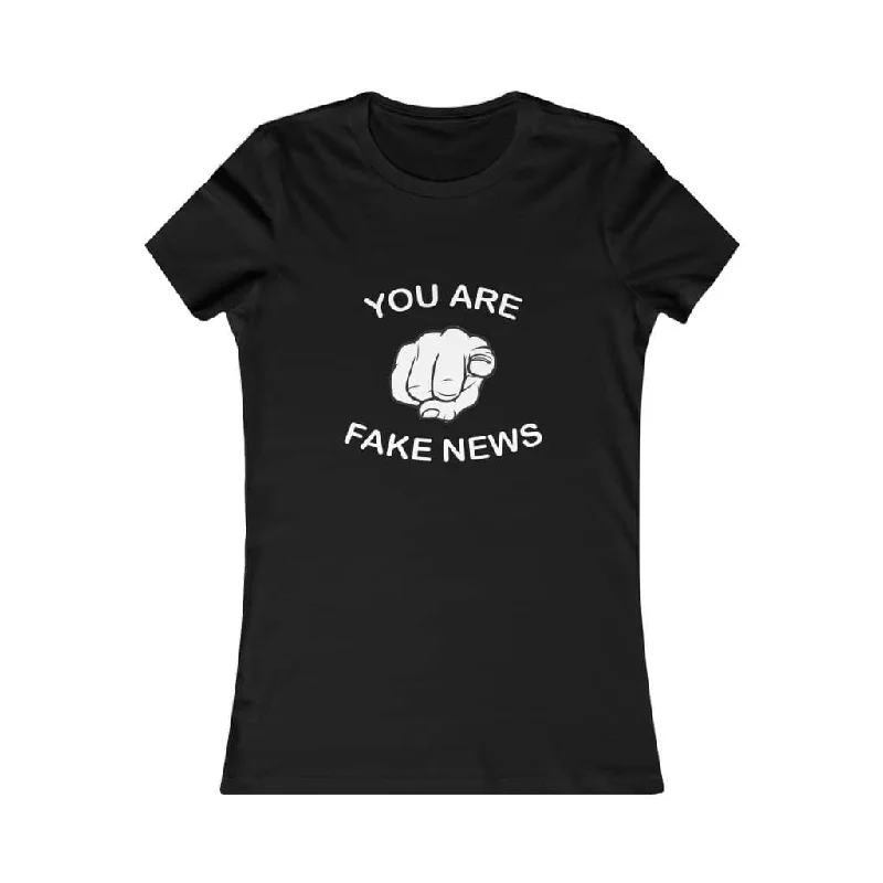 You Are Fake News! Softstyle Ladies' T-Shirt Hooded Caped Shawl Collar