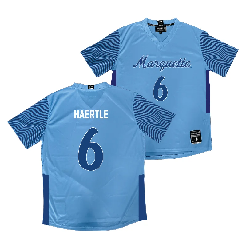 Championship Blue Marquette Women's Soccer Jersey - Mia Haertle Silk Jersey Blouse