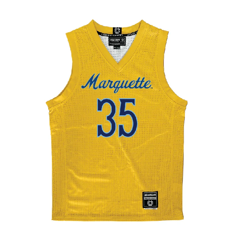 Gold Marquette Women's Basketball Jersey - Aryelle Stevens Olive Green Jersey Tee