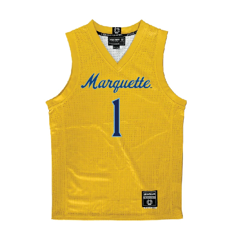 Gold Marquette Women's Basketball Jersey - Lee Volker Round Neck Jersey Tee