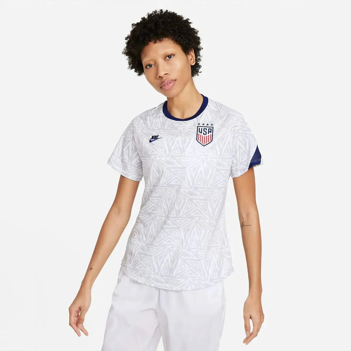 Nike 2021-22 USA Women Pre-Match SS Jersey - White-Navy Exclusive Jersey Tee