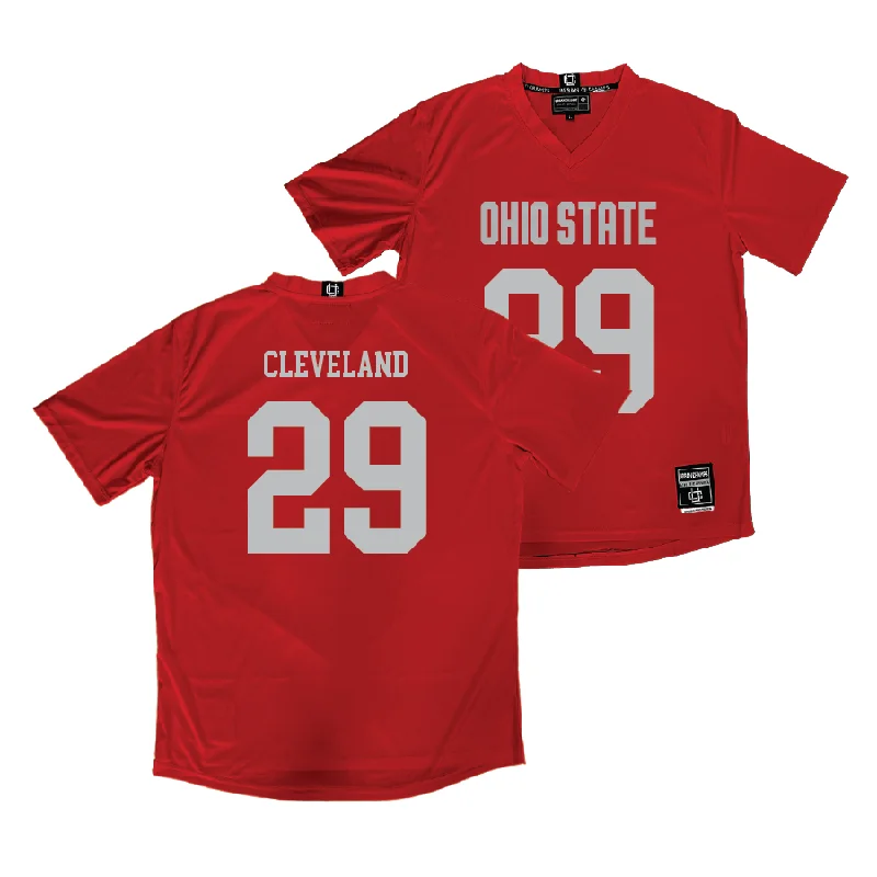 Ohio State Women's Lacrosse Red Jersey - Bella Cleveland Polo Neck Jersey Top