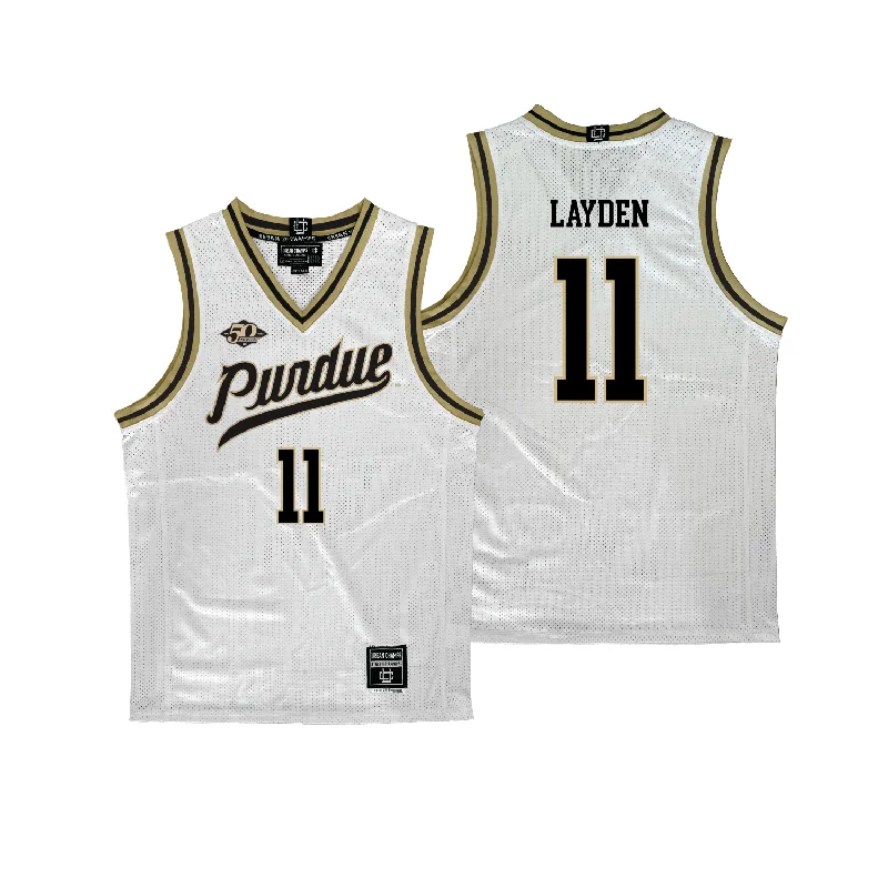 Purdue Women's Basketball 50th Anniversary White Jersey - McKenna Layden | #11 Short Sleeve Jersey Top