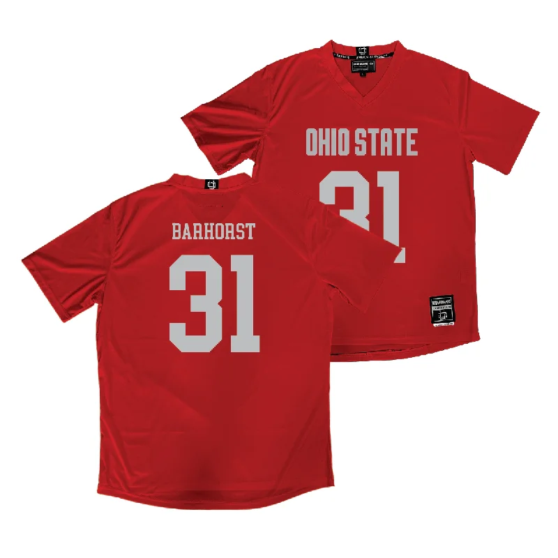 Ohio State Women's Lacrosse Red Jersey - Madeline Barhorst Solid Color Jersey Shirt