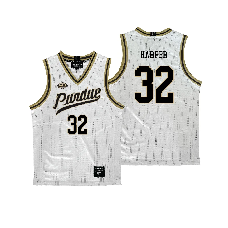 Purdue Women's Basketball 50th Anniversary White Jersey - Alaina Harper | #32 Mint Green Jersey Tee